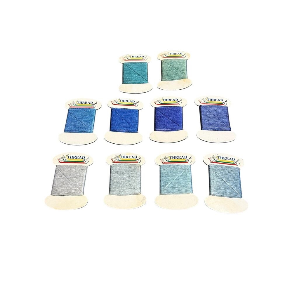 VTG Lot 10 Thread Art 100% Silk Embroidery Thread 20M Assorted Blue Shades New